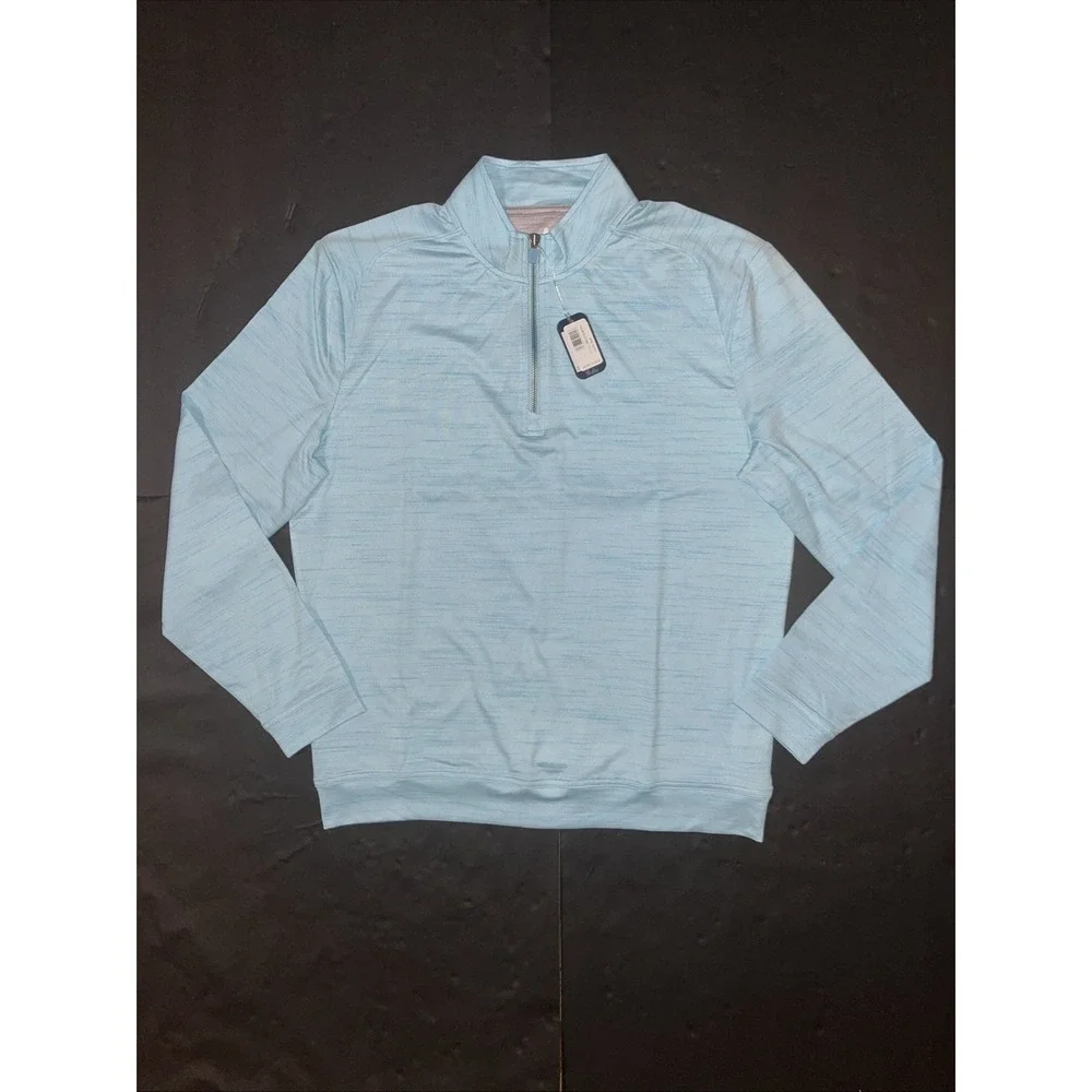 Johnnie-O Apex 1/4 Zip Active Pullover Mens Medium Baja Blue Heather NWT $148 - Picture 4 of 11